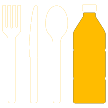 Knife, fork and bottle of drink 