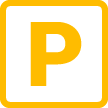 Illustration of a large P on a parking sign 