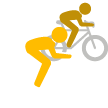 Drawing of two people on bikes