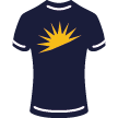 Illustration of a dark blue tshirt with with the Race the Sun runrise icon on the chest 