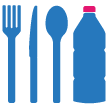 Food and drink icon featuring cutlery and a water bottle 