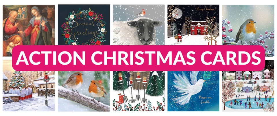 A selection of Christmas card designs available from Action