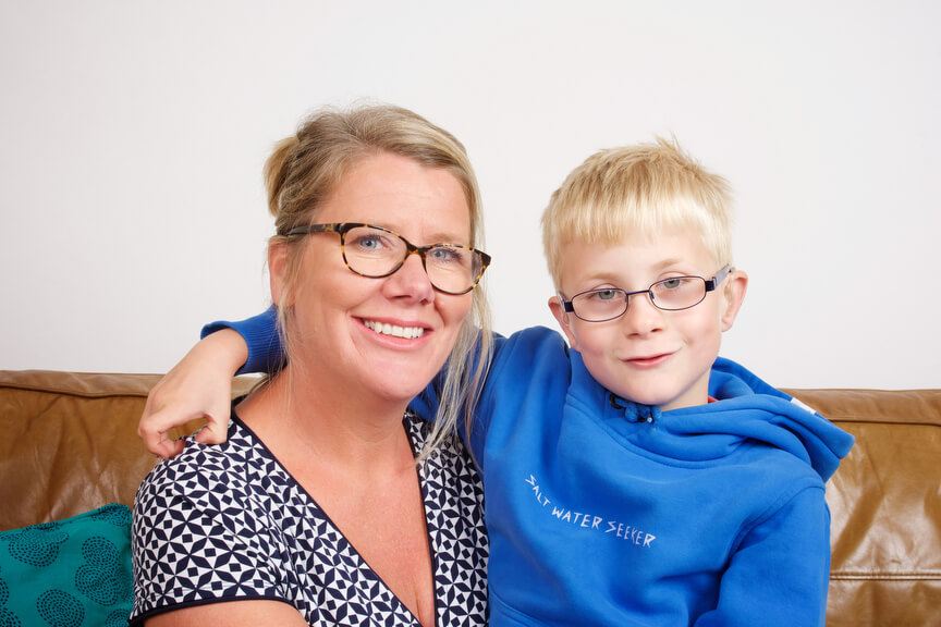 Jago aged seven with his mum