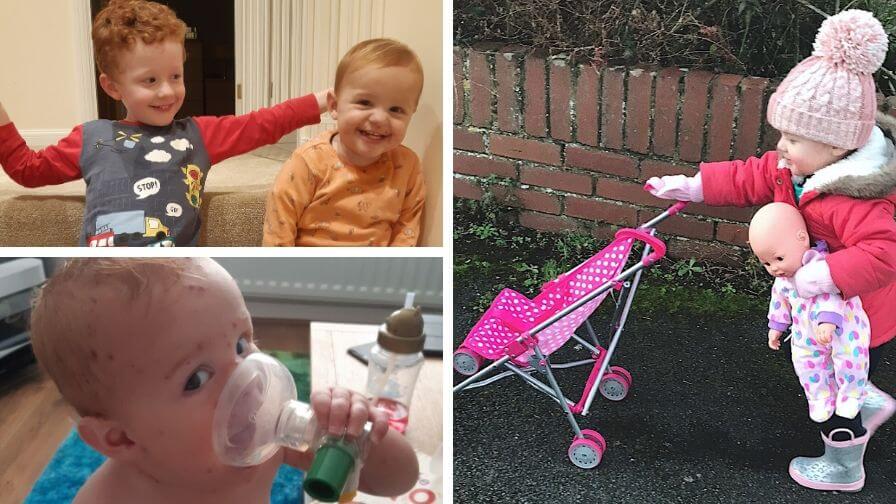 Sophia aged two who has cystic fibrosis with her brother Thomas aged four
