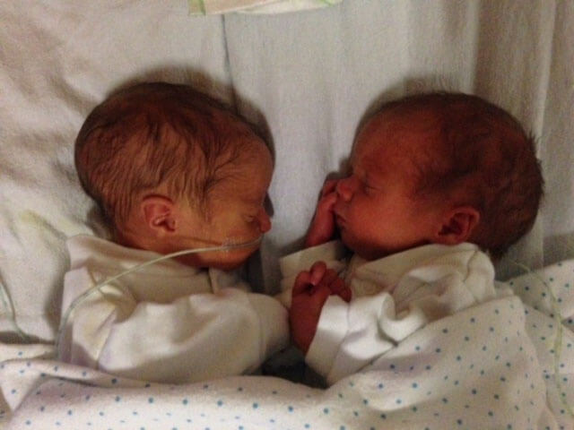 Lucas and Oscar as tiny babies