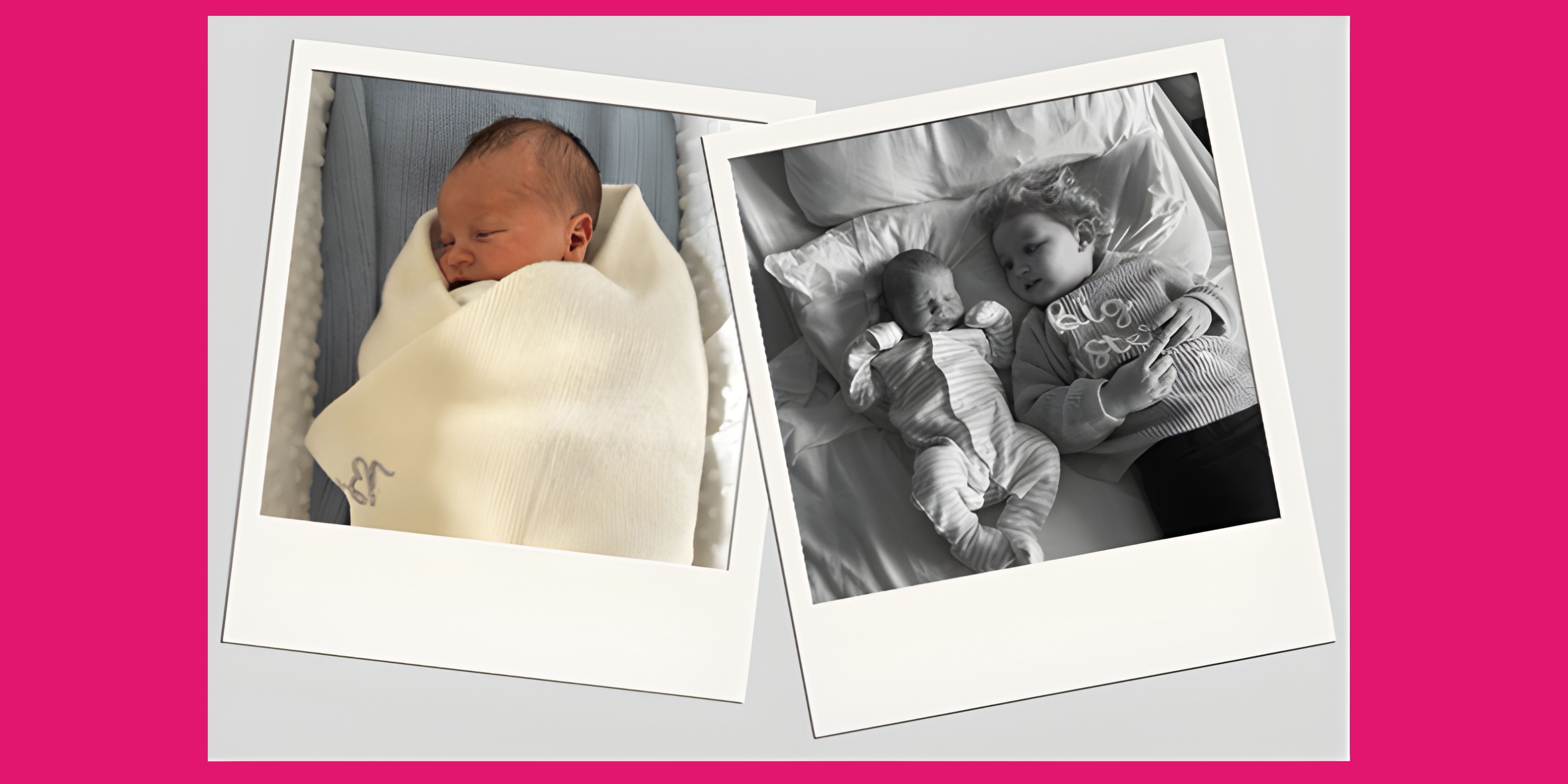 A newborn baby with his big sister