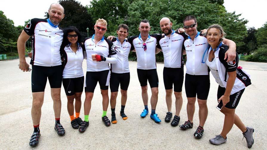Group of riders posing after a ride
