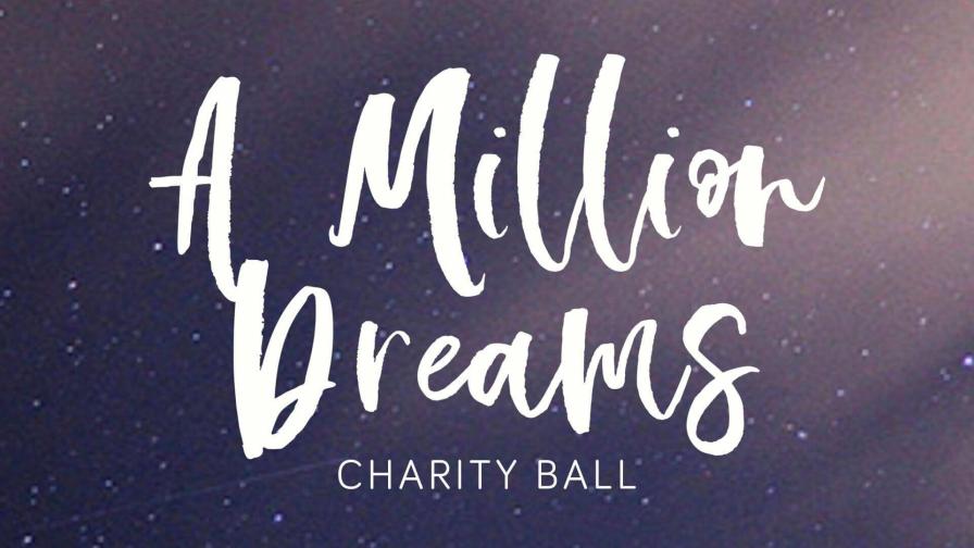 A Million Dreams Charity Ball logo (white writing on a purple background dotted with stars)