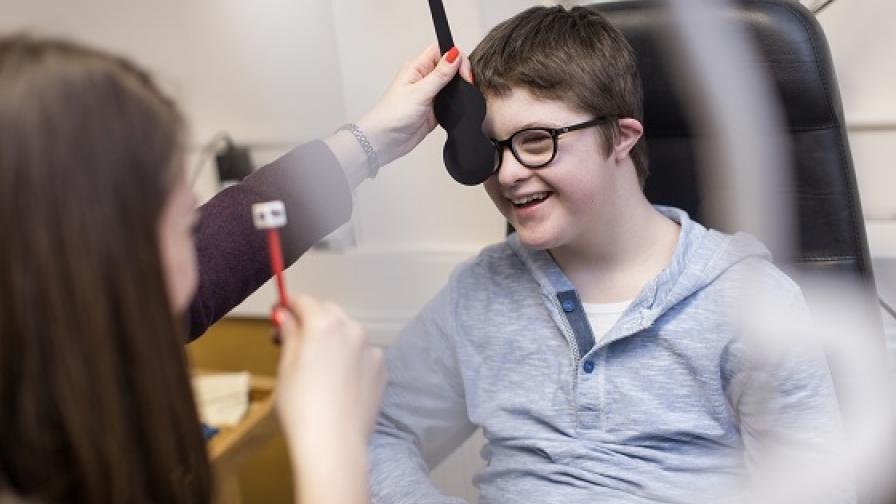 Boy having an eye test