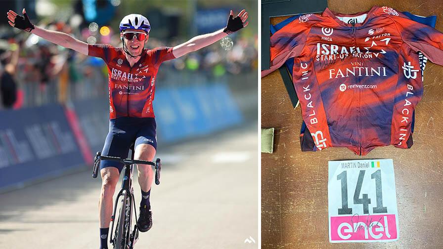 Dan Martin Framed Signed Skinsuit And Numbers