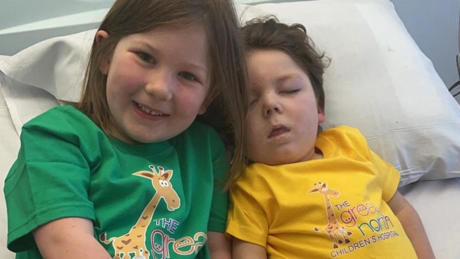 Paddy in hospital with big sister Nancy