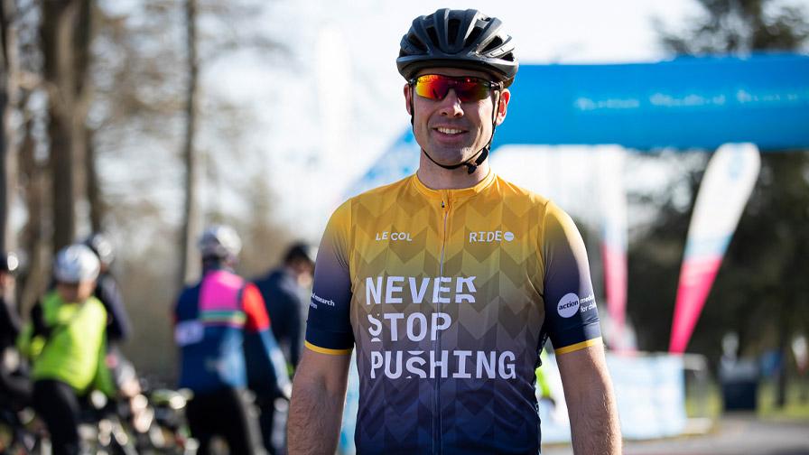 rider in action cycling jersey