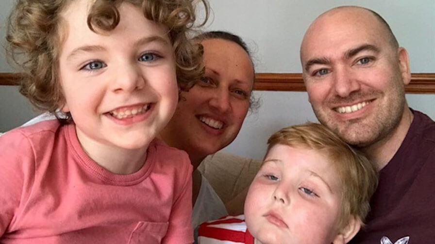 James and Samuel with Mum and Dad