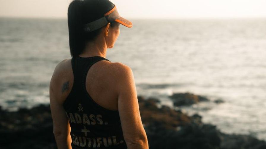 Linda starring out to sea