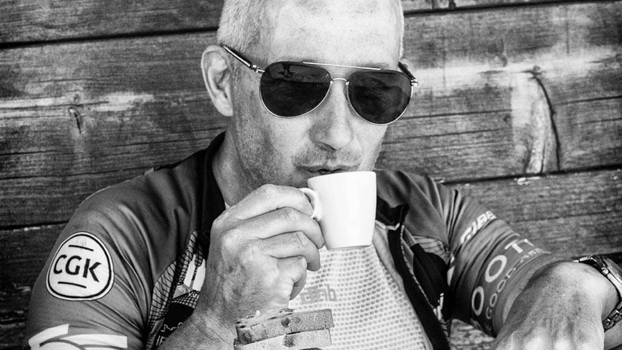 peter georgi drinking coffee