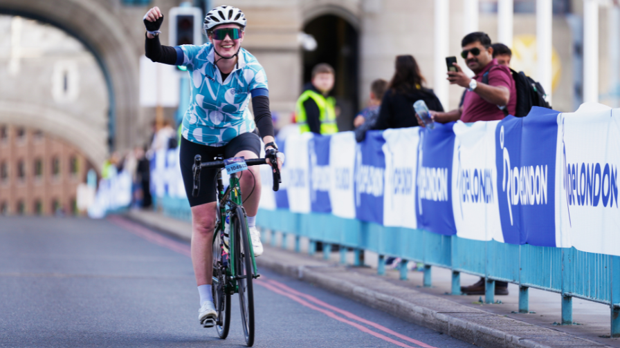 rider on tower bridge