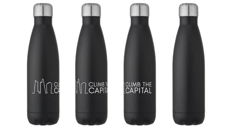 Climb The Capital branded water bottle