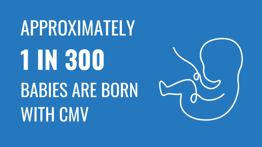 Graphic stating approximately 1 in 300 babies are born with CMV