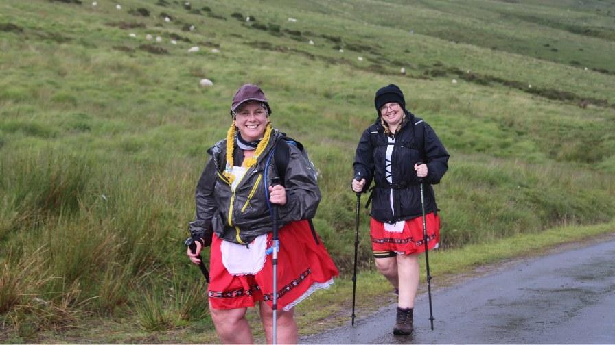 Hikers in fancy dress
