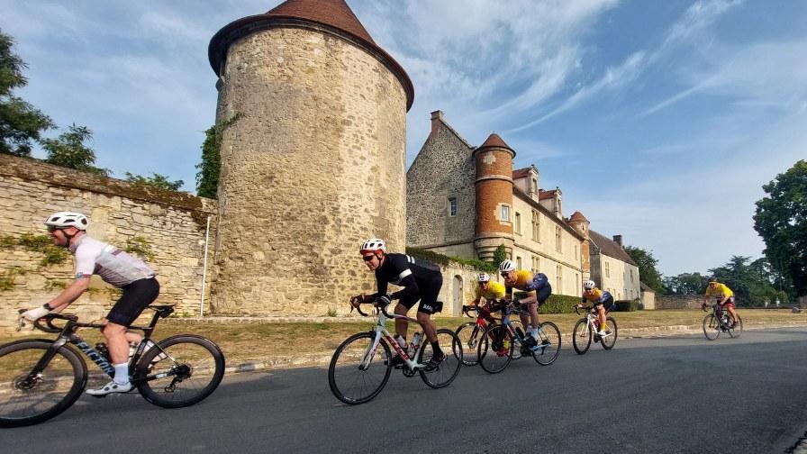 Cyclists going through France