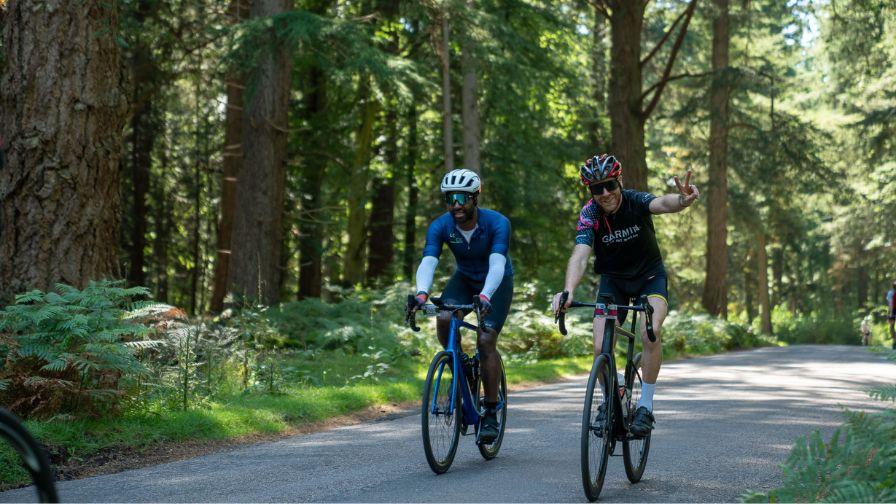 cyclists riding trhough the new forest