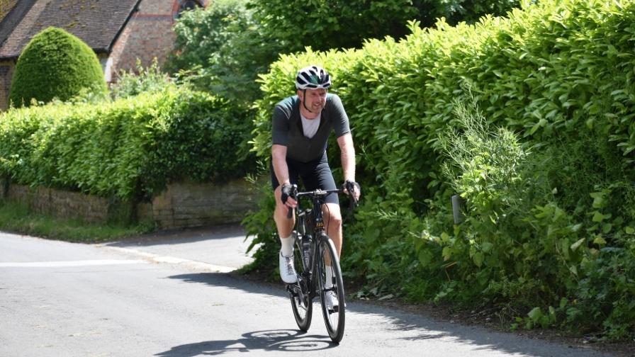 Cyclist going through Boroughbridge