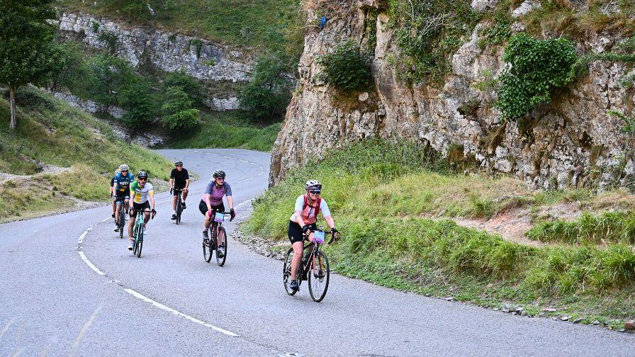 cyclists in cheddar gorge