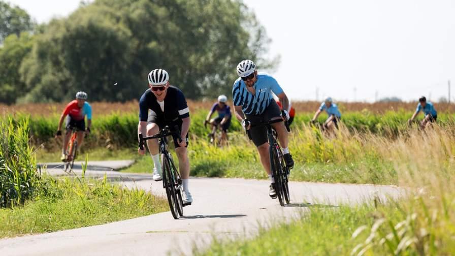 Cyclists on bikes in the countryside