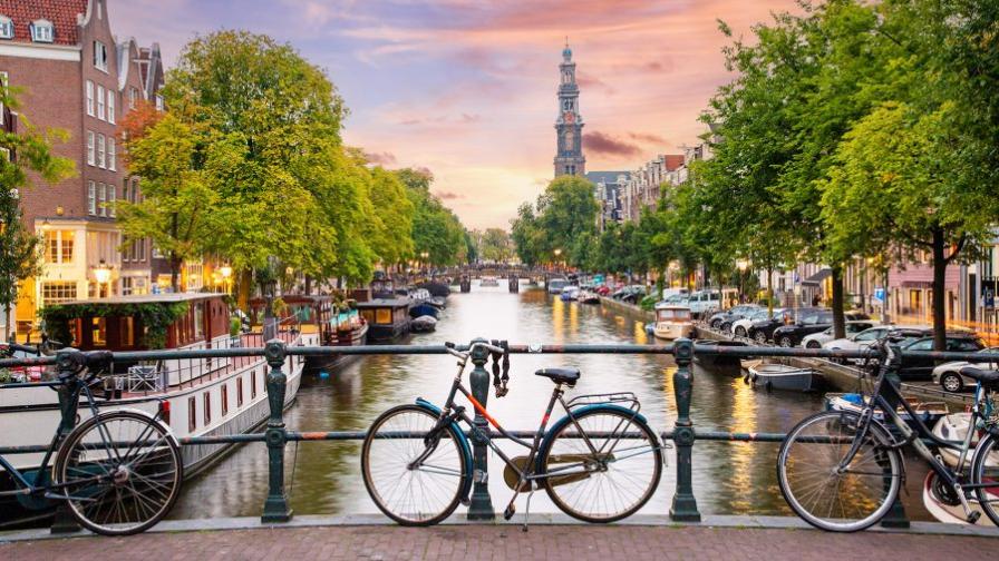 Bike on bridge in Amsterdam