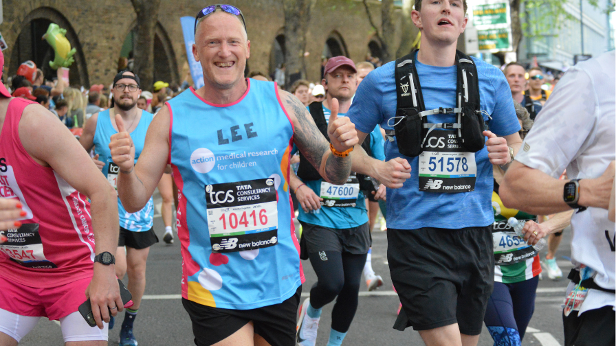 Action runner giving thumbs up