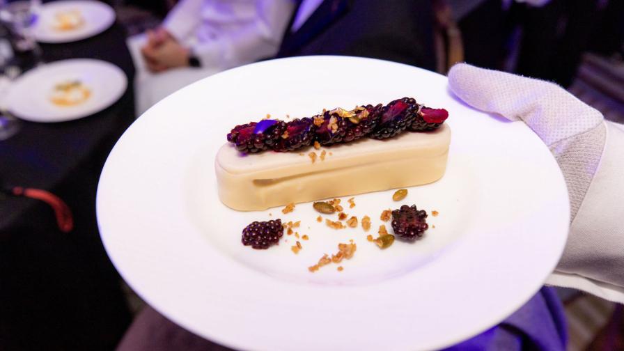 Dessert on white plate