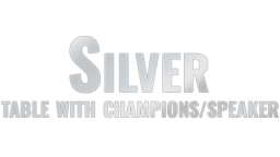 Silver table with Champion text