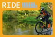 Cyclist going through water on the route