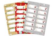 A selection of christmas gift tags in different colours and patterns