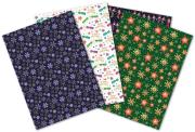 A selection of christmas wrapping paper in different colours and patterns