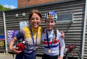 Pfeiffer smiling with Davina McCall 
