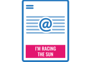 An illustration of an email letter witha large colourful signature highlighting Race the Sun