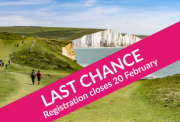 south downs way coastline with last chance banner