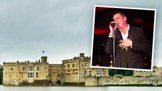 Image of Tony Hadley overlayed on a background of Leeds castle viewed from across a body of water
